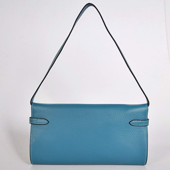 AAA Hermes Kelly 26CM Shoulder Bag Clemence Blue 60669 On Sale